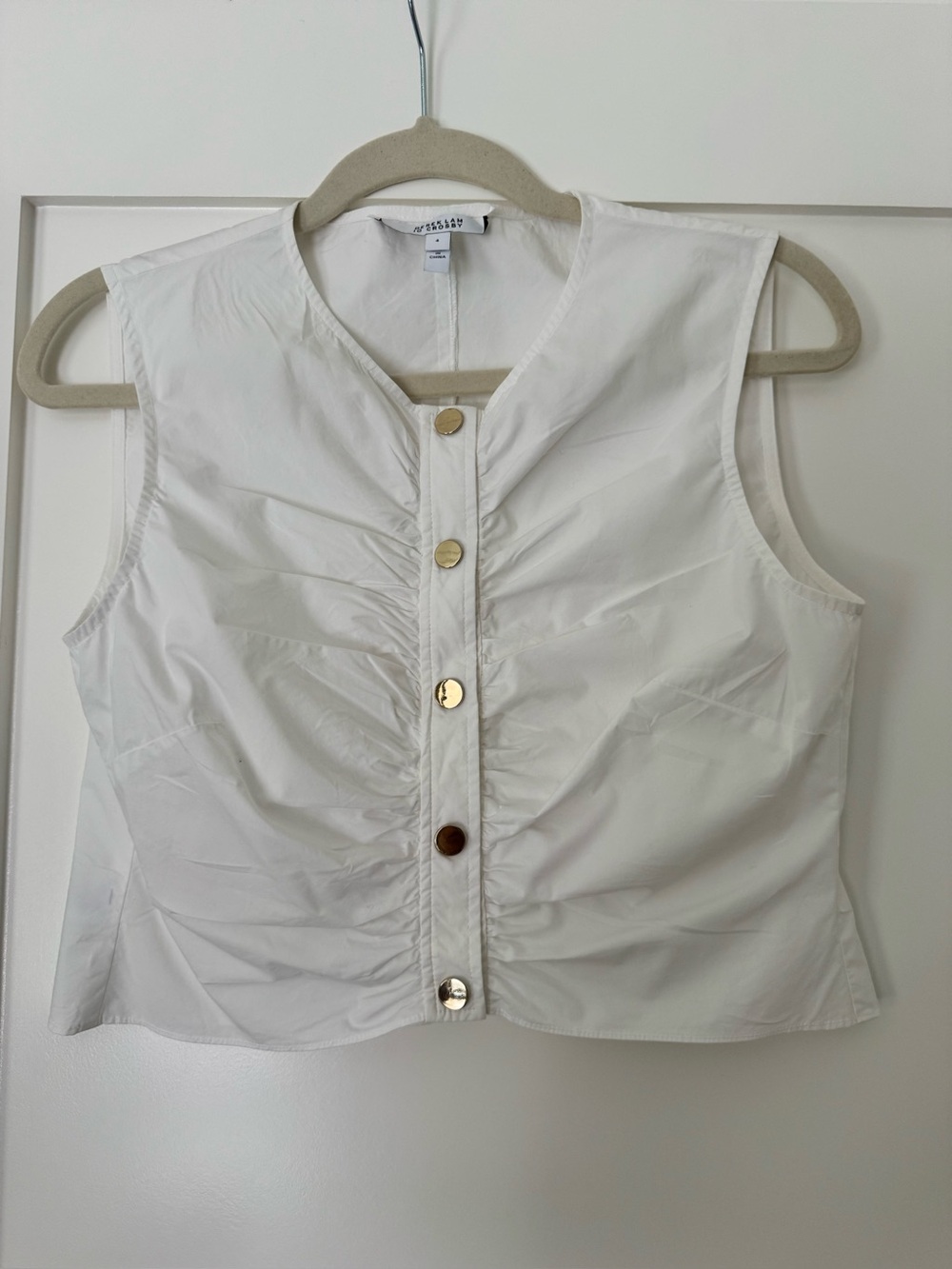 10Derek Lam Crosby Cropped Poplin White Button-Front Top Size 4